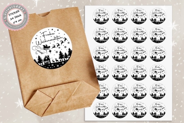 Aufkleber Sticker Blanko zum selbst beschriften  24 Stück 4cm für Geschenk Geschenkaufkleber Päckchen Verpackung Verschicken Lüttentüddel